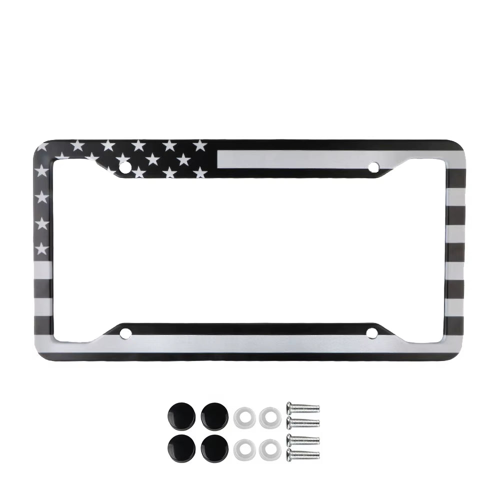 1Pc Car Parts Stainless Steel USA Flag License Plate Frame Cover for USA Standard Car License Plate Holder