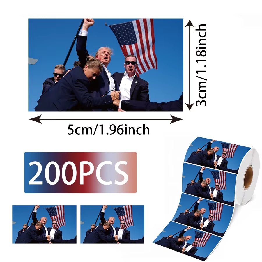 2024 Donald Trump Stickers Roll 200 Pcs - Funny Presidential Election USA American Flag Decals