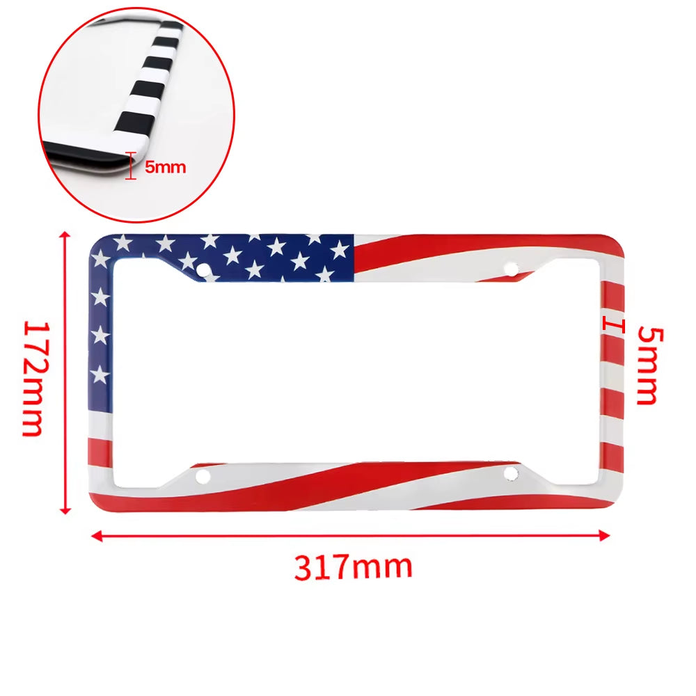 1Pc Car Parts Stainless Steel USA Flag License Plate Frame Cover for USA Standard Car License Plate Holder