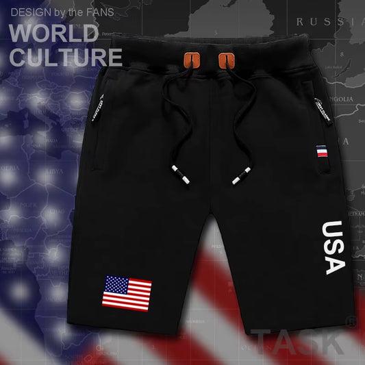 United States of America USA US Mens Shorts Beach New Men'S Board Shorts Flag Workout Zipper Pocket Sweat Bodybuilding 2017 New